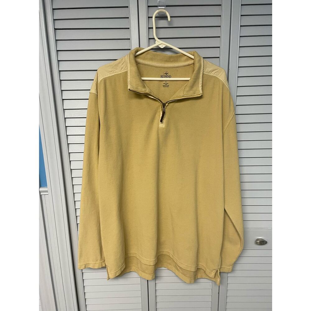 RedHead yellow/tan  1/4 zip long sleeve pull over sweater shirt men's size XL